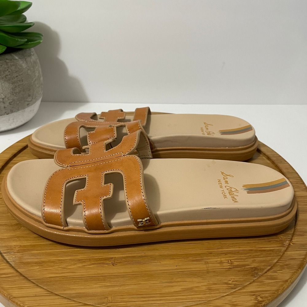Sam Edelman Tan Leather Slide Sandals